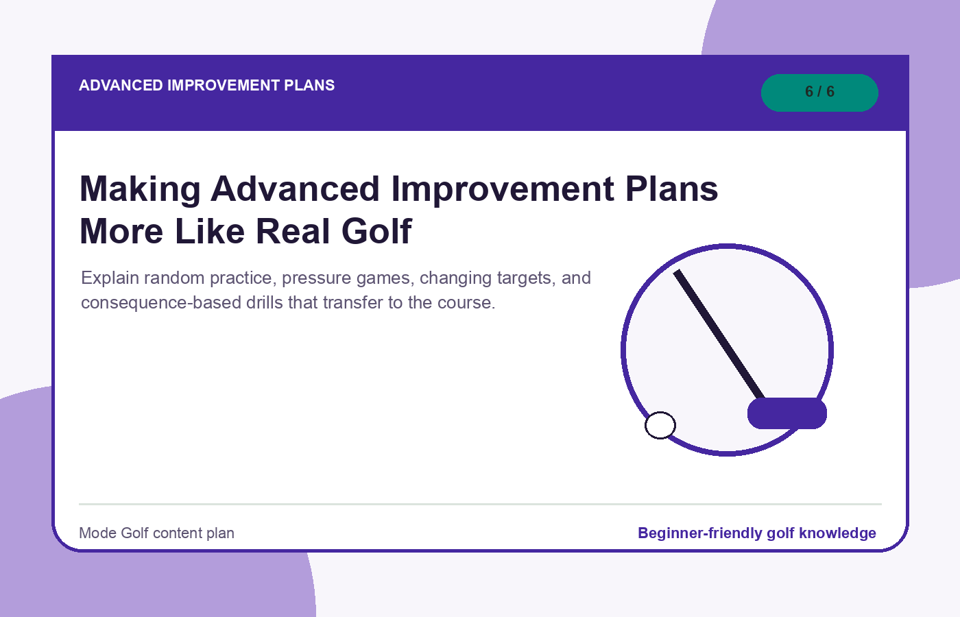 Making Advanced Improvement Plans More Like Real Golf illustration