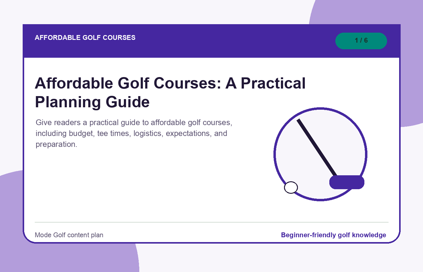 Affordable golf courses