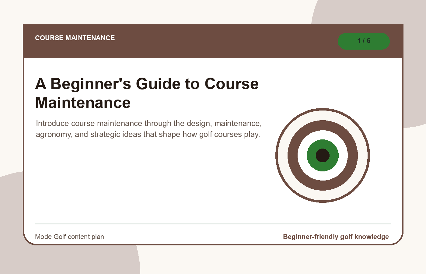Course maintenance