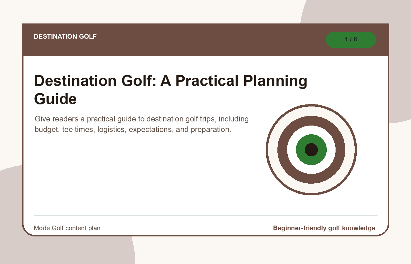Destination golf