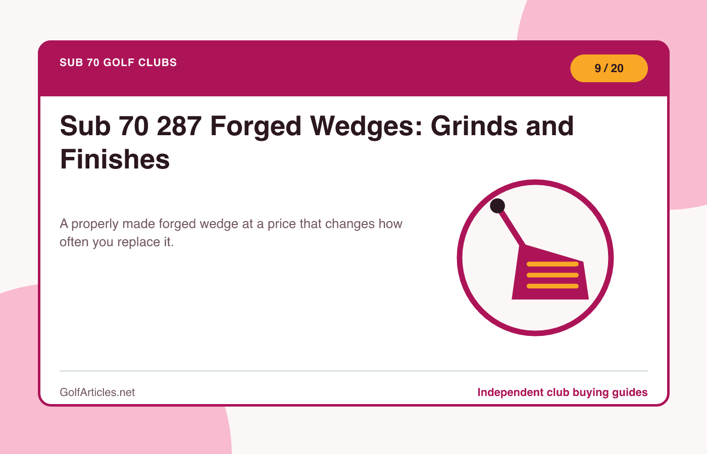Sub 70 287 Forged Wedges: Grinds and Finishes illustration