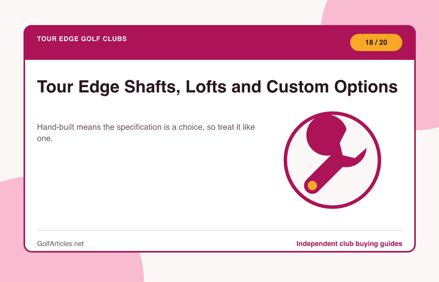 Tour Edge Shafts, Lofts and Custom Options illustration