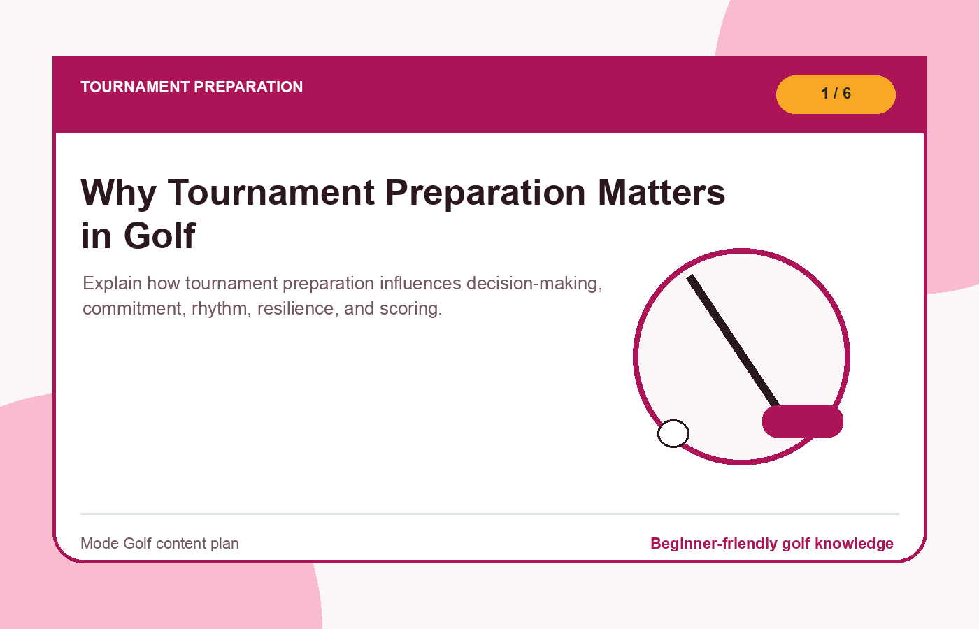 Tournament preparation